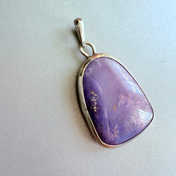Natural 12.6 CT Purple Agate Burro Creek Arizona Sterling Silver 925 Pendant - Picture 2 of 7